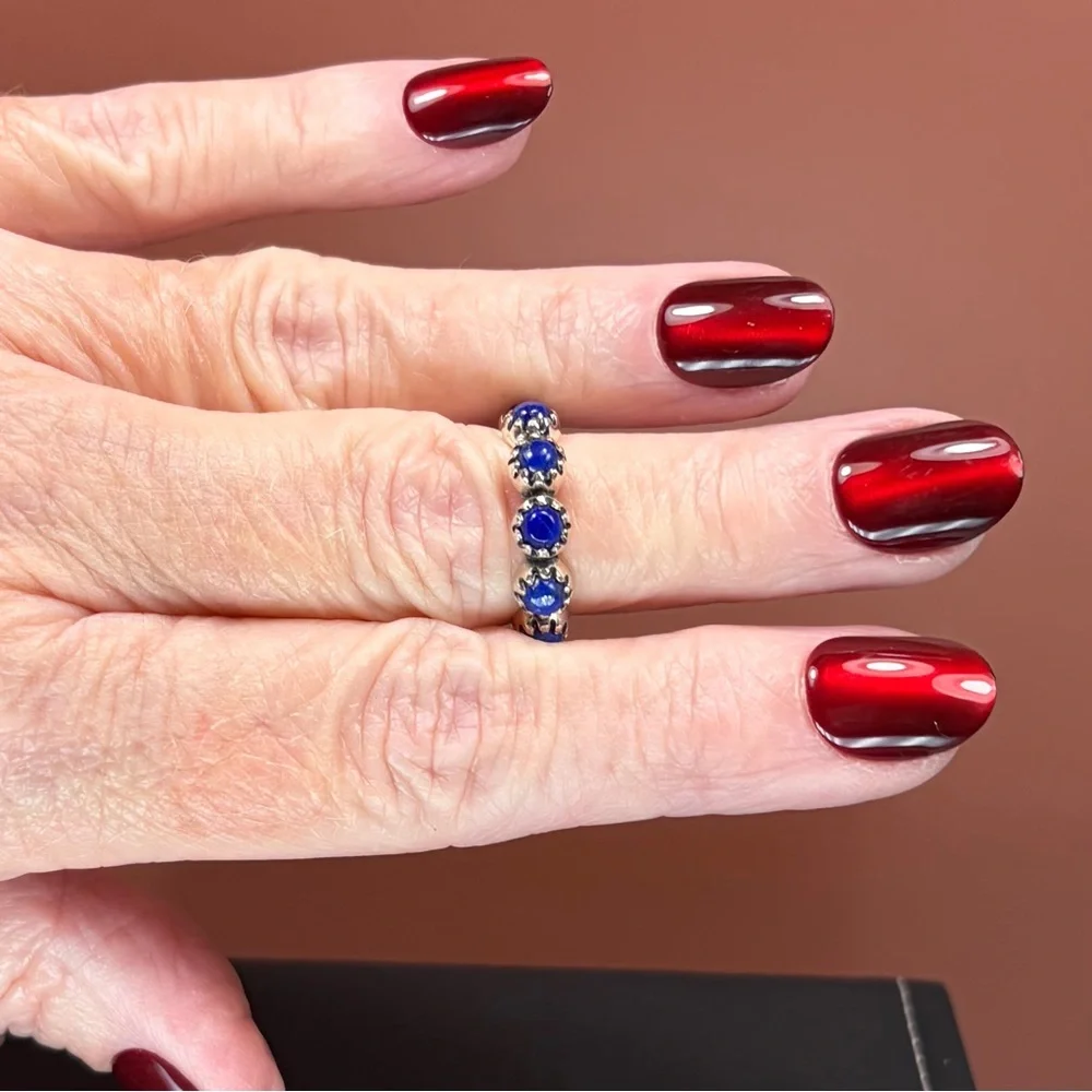 925 Sterling Silver Lapis Lazuli Eternity Ring
